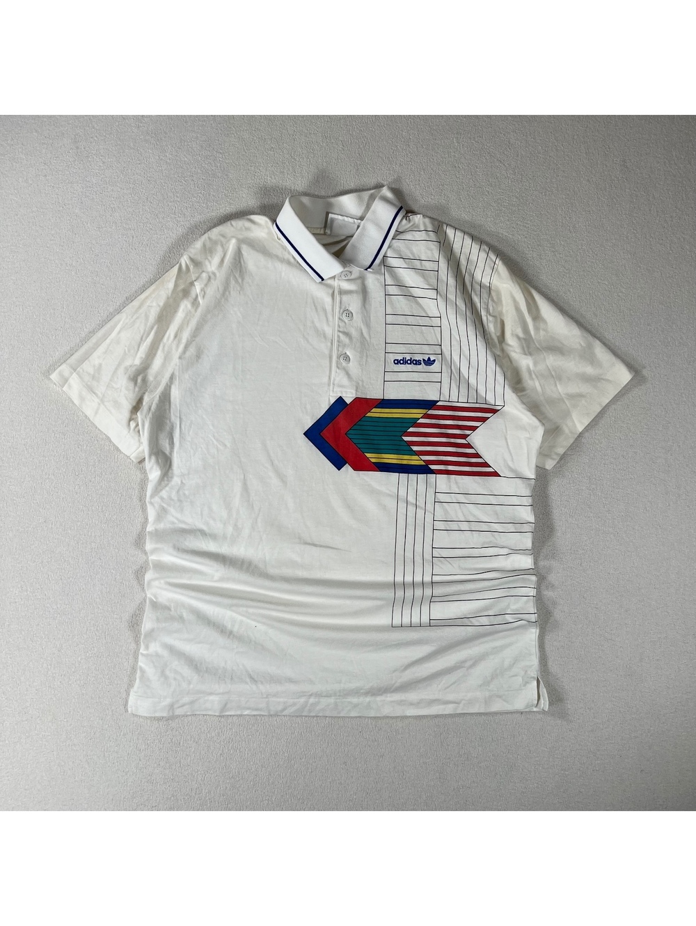 Vintage Adidas Originals abstract print polo tee Size M